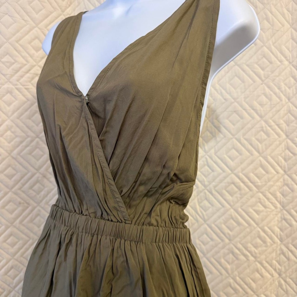 Cupshe Women Large Romper Olive Green V-Neck Elastic Waist Pockets COVER UP